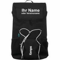 Kempa Rucksack Pro schwarz mit Ballnetz und Aufdruck Namen