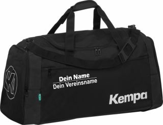 Kempa Sporttasche XL schwarz 73 x 34 x 34,5 cm 90 L mit Aufdruck Name