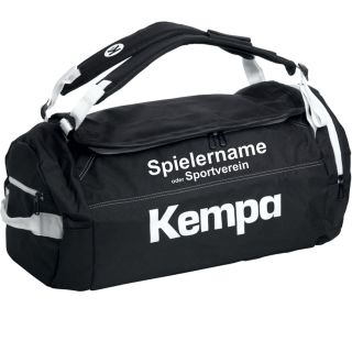 Kleine Kempa Sporttasche Rucksack K-LINE 40 L schwarz mit Aufdruck Name
