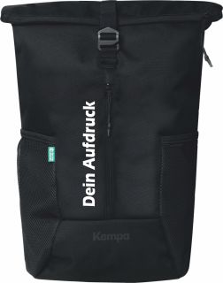 Kempa Rolltop Rucksack schwarz mit Aufdruck Name