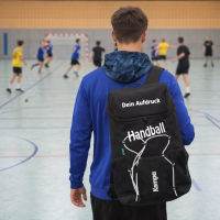 Kempa Rucksack Handball schwarz mit Ballnetz - Aufdruck Name