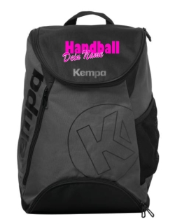 Kempa Rucksack anthra/pink mit Aufdruck Name