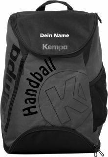Kempa Handball Rucksack anthra mit Aufdruck Name