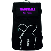 Kempa Rucksack Pro schwarz mit Ballnetz und Aufdruck Name...