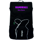 Kempa Rucksack Pro schwarz mit Ballnetz und Aufdruck Name in Glitzer NeonPink