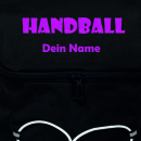 Kempa Rucksack Pro schwarz mit Ballnetz und Aufdruck Name in Glitzer NeonPink