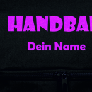 Kempa Rucksack Pro schwarz mit Ballnetz und Aufdruck Name in Glitzer NeonPink