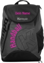 Kempa Rucksack anthra mit Aufdruck in glitzer/pink Name