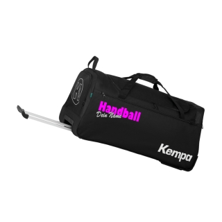 Kempa Handball Trolley L 90 L 73,5 x 36 x 35 cm mit Aufdruck Name schwarz pink/silber