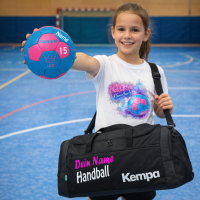Kempa Handball Leo blau/pink Größe 0 mit Aufdruck Name für Kinder 6-8 Jahre