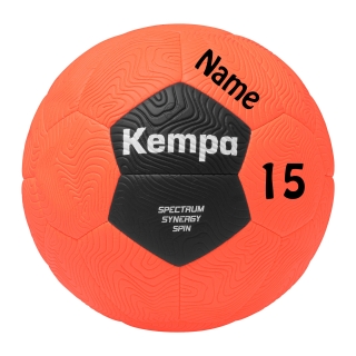 Kempa Handball Spin orange mega Grip ohne Harz Größe 3 mit Aufdruck Name