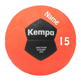 Kempa Handball Spin orange extrem griffig Größe 0 mit Aufdruck Name weiß